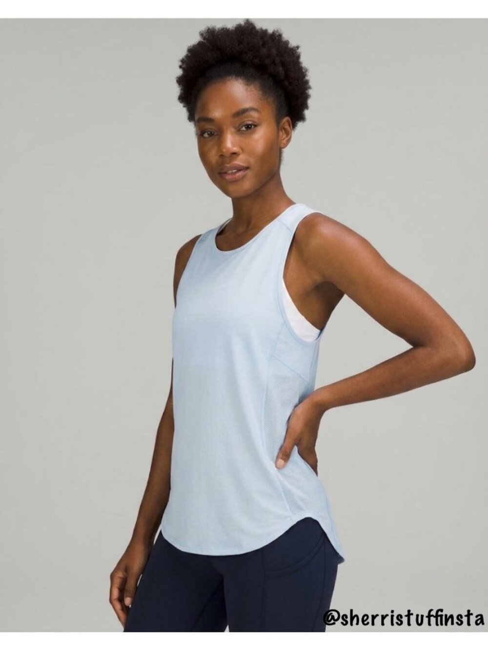 EXCELLENT Lululemon Sculpt Tank II Breezy Mesh Tank Top Running UPF 50+ Blue 4
